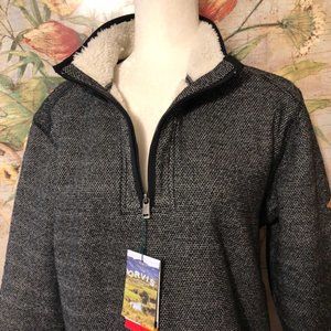 Sz M Orvis Black & Grey Fleece Lined Quarter Zip Pullover NWT
